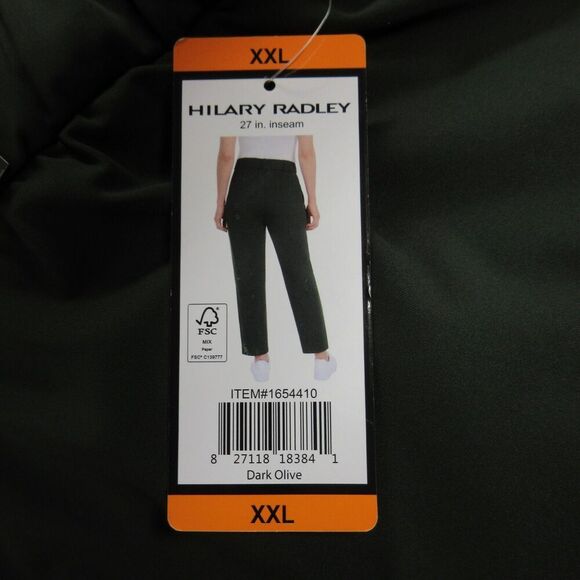 Hilary Radley Elastic Waist Pull On Stretchy Pants XXL Dark Olive Green 2XL NWT - Picture 2 of 10